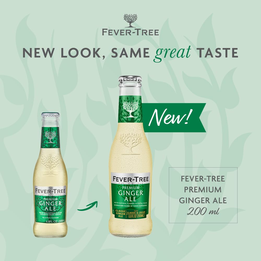 Fever Tree Ginger Beer - Premium Quality Mixer - Refreshing Beverage for Cocktails & Mocktails. Naturally Sourced Ingredients, No Artificial Sweeteners or Colors - 150 ML Cans - Pack of 24