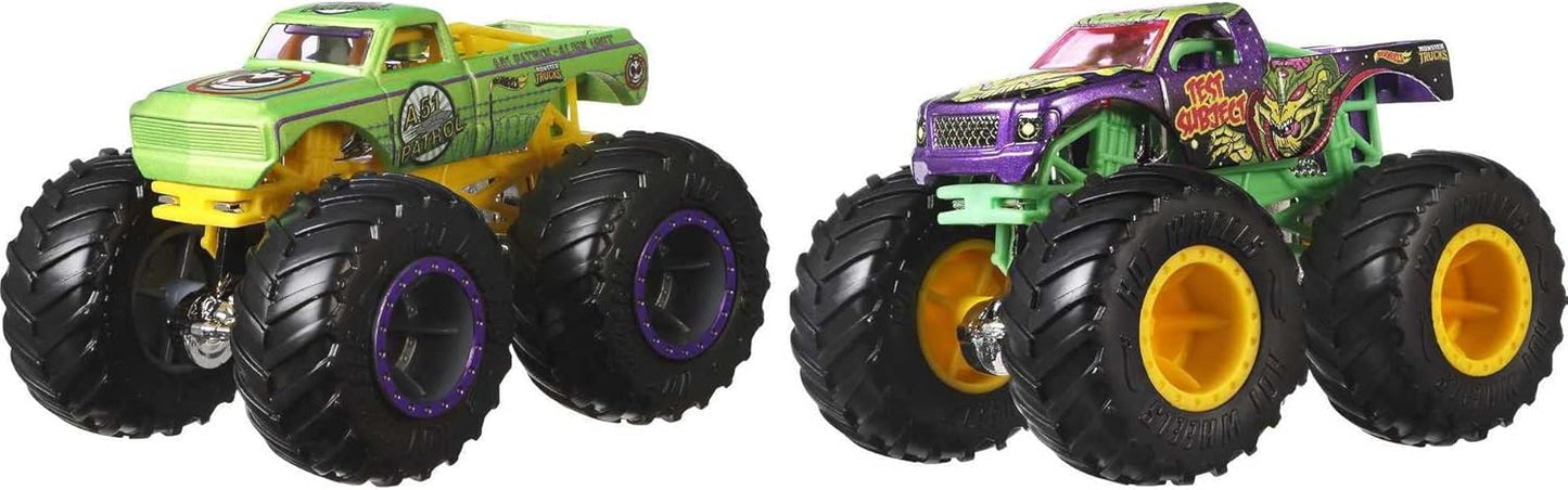 Hot Wheels Monster Trucks Toy Trucks 2-Pack, Demolition Doubles Set of 2 Vehicles in 1:64 Scale, for Kids & Collectors (Styles May Vary)