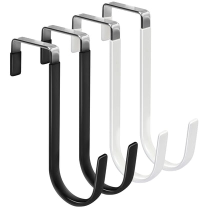 FYY Over the Door Hooks, 4 Pack Hangers Hooks with Rubber Prevent Scratches Heavy Duty Organizer for Living Room, Bathroom, Bedroom, Kitchen Hanging Clothes, Towels, Hats, Coats, Bags White