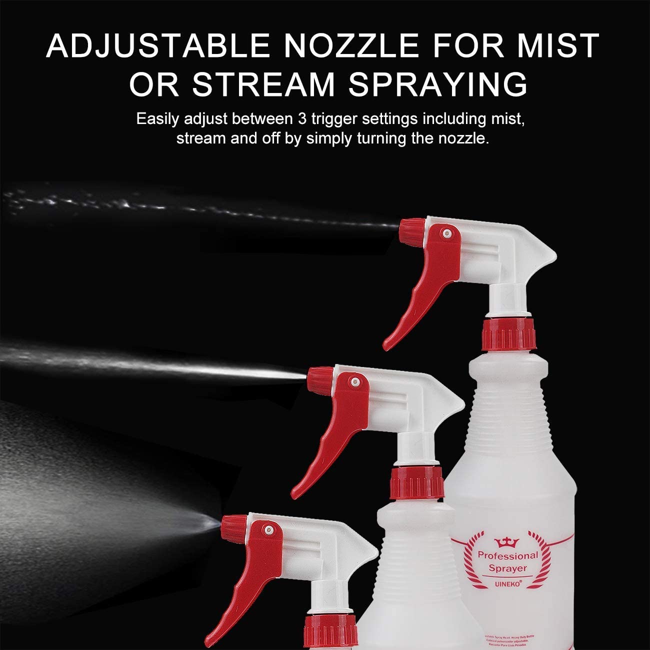 Plastic Spray Bottle (4 Pack, 24 Oz, All-Purpose) Heavy Duty Spraying Bottles Leak Proof Mist Empty Water Bottle for Cleaning Solution Planting Pet with Adjustable Nozzle and Measurements