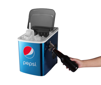 CURTIS Pepsi 26 Lbs Stainless Steel Ice Maker Built in Bottle Opener Blue ICE147PEP