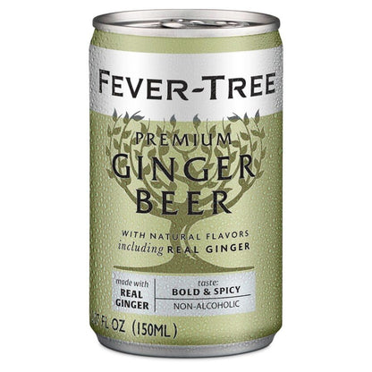 Fever Tree Ginger Beer - Premium Quality Mixer - Refreshing Beverage for Cocktails & Mocktails. Naturally Sourced Ingredients, No Artificial Sweeteners or Colors - 150 ML Cans - Pack of 24