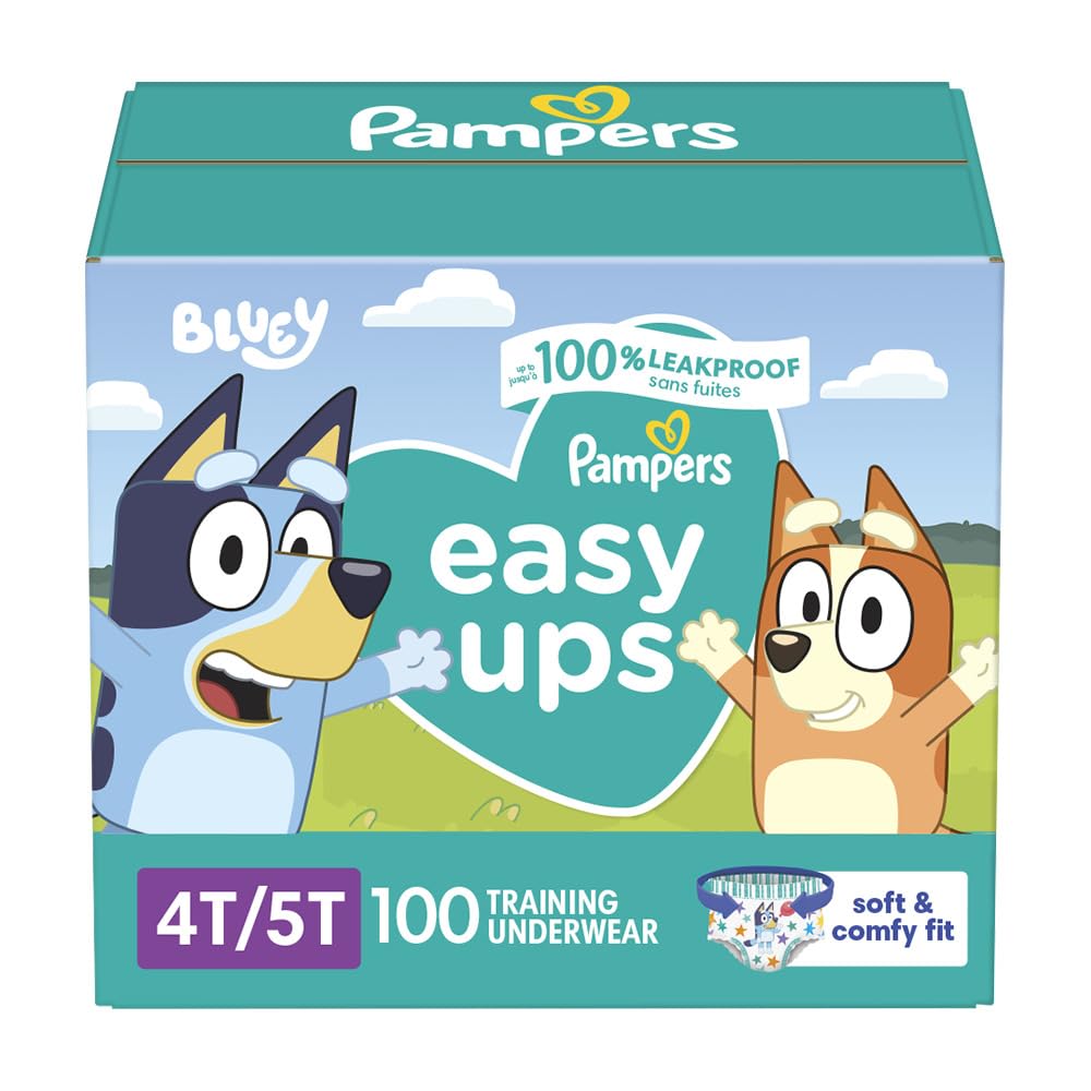 Pampers Easy Ups Boys & Girls Bluey Potty Training Pants - Size 3T-4T, One Month Supply (124 Count), Training Underwear (Packaging May Vary)