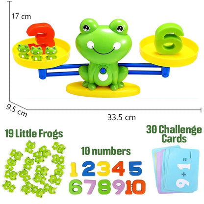 CozyBomB™ Homeschool Kindergarten Balance Board Game - Preschool Activities Math Learning Stem Montessori Cool Toys Educational with Frog Scale Cards Balancing Numbers for Kids Ages 3 4 5 6 Year Old