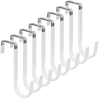 FYY Over the Door Hooks, 4 Pack Hangers Hooks with Rubber Prevent Scratches Heavy Duty Organizer for Living Room, Bathroom, Bedroom, Kitchen Hanging Clothes, Towels, Hats, Coats, Bags White