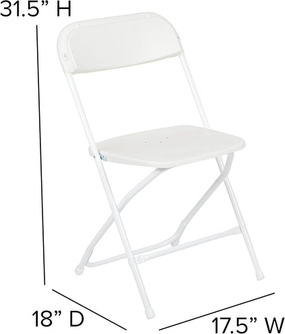 Flash Furniture Hercules Series Plastic Folding Chair - White - 4 Pack 650LB Weight Capacity Comfortable Event Chair-Lightweight Folding Chair