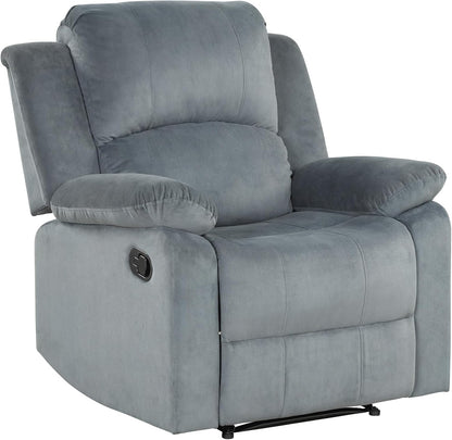 Phoenix Home Manual Recliner Chair, Soft Fabric Overstuffed Recliner Single Sofa Recliner for Living Room, Heavy Duty and Safety Reclining Mechanism,Grey3