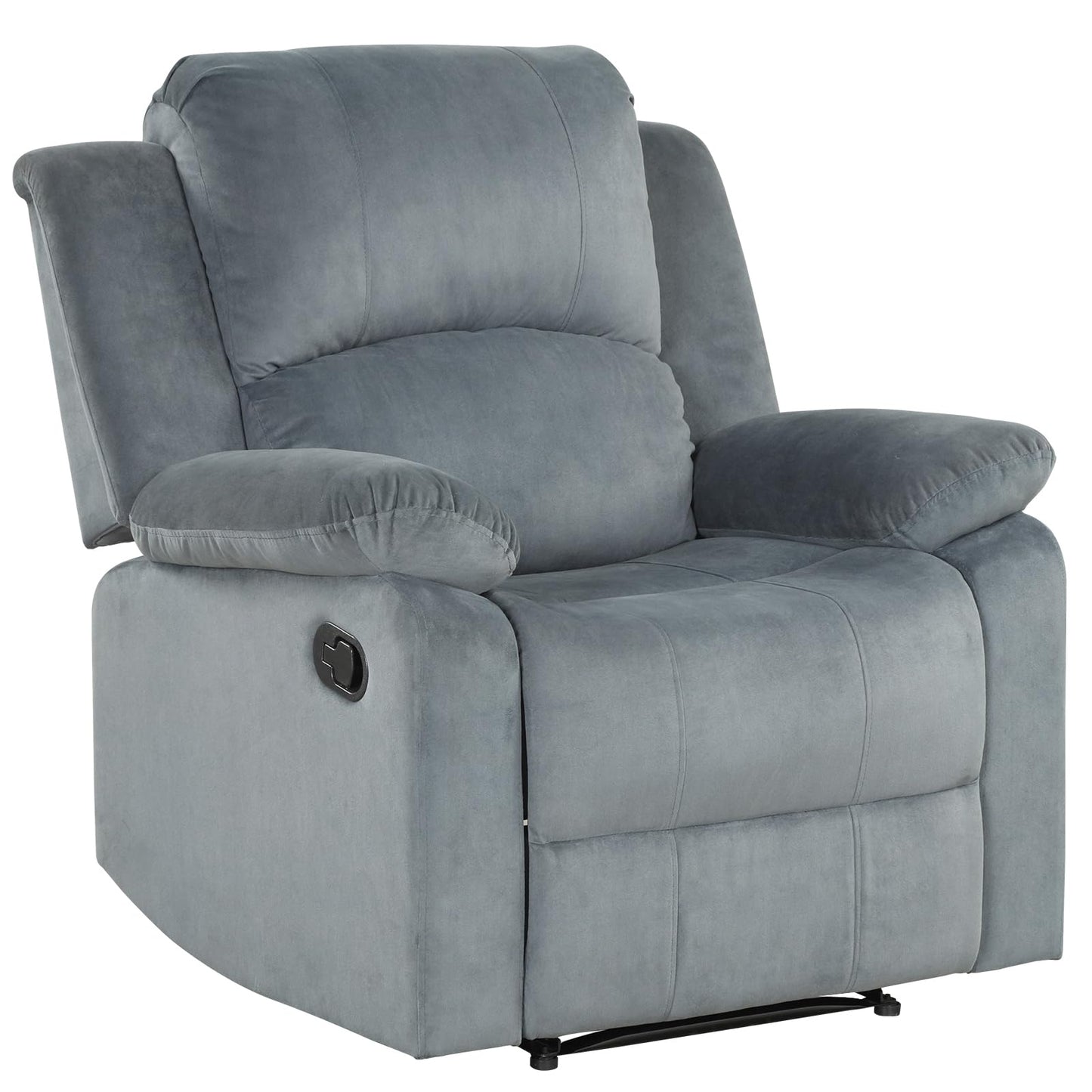 Phoenix Home Manual Recliner Chair, Soft Fabric Overstuffed Recliner Single Sofa Recliner for Living Room, Heavy Duty and Safety Reclining Mechanism,Grey3