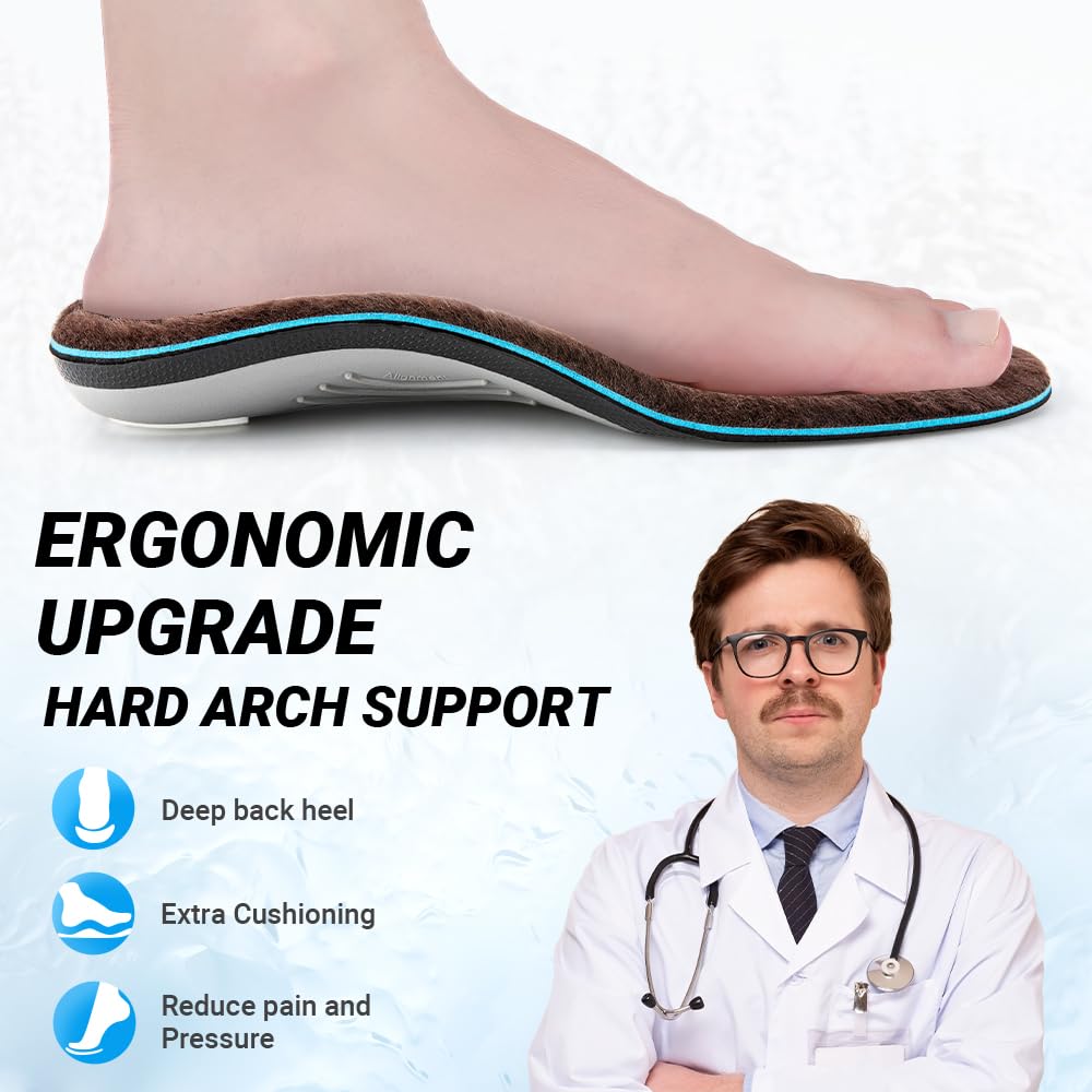 VALSOLE Heavy Duty 220+lbs Orthotic Inserts for Plantar Fasciitis - Absorb Shock, Support High Arches and Flat Feet