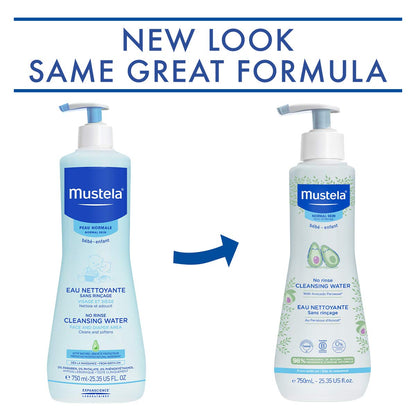 Mustela Baby Cleansing Water - No-Rinse Micellar Water - with Natural Avocado & Aloe Vera - for Baby's Face, Body & Diaper - 1 or 2-Pack - Various Sizes