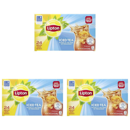 Lipton Unsweetened Iced Tea Bags, Family Size Tea Bags, 144 Total Tea Bags (24ct - Pack of 6)