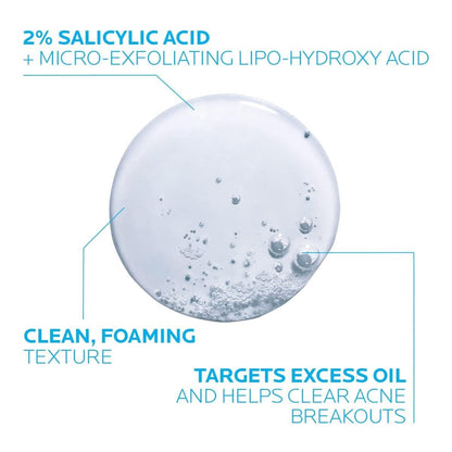 La Roche-Posay Effaclar Medicated Gel Cleanser | 2% Salicylic Acid Cleanser + LHA + Glycerin | Foaming Acne Face Wash | Helps Clear & Prevent Acne Breakouts | Oil Free Acne Wash | Targets Excess Oil