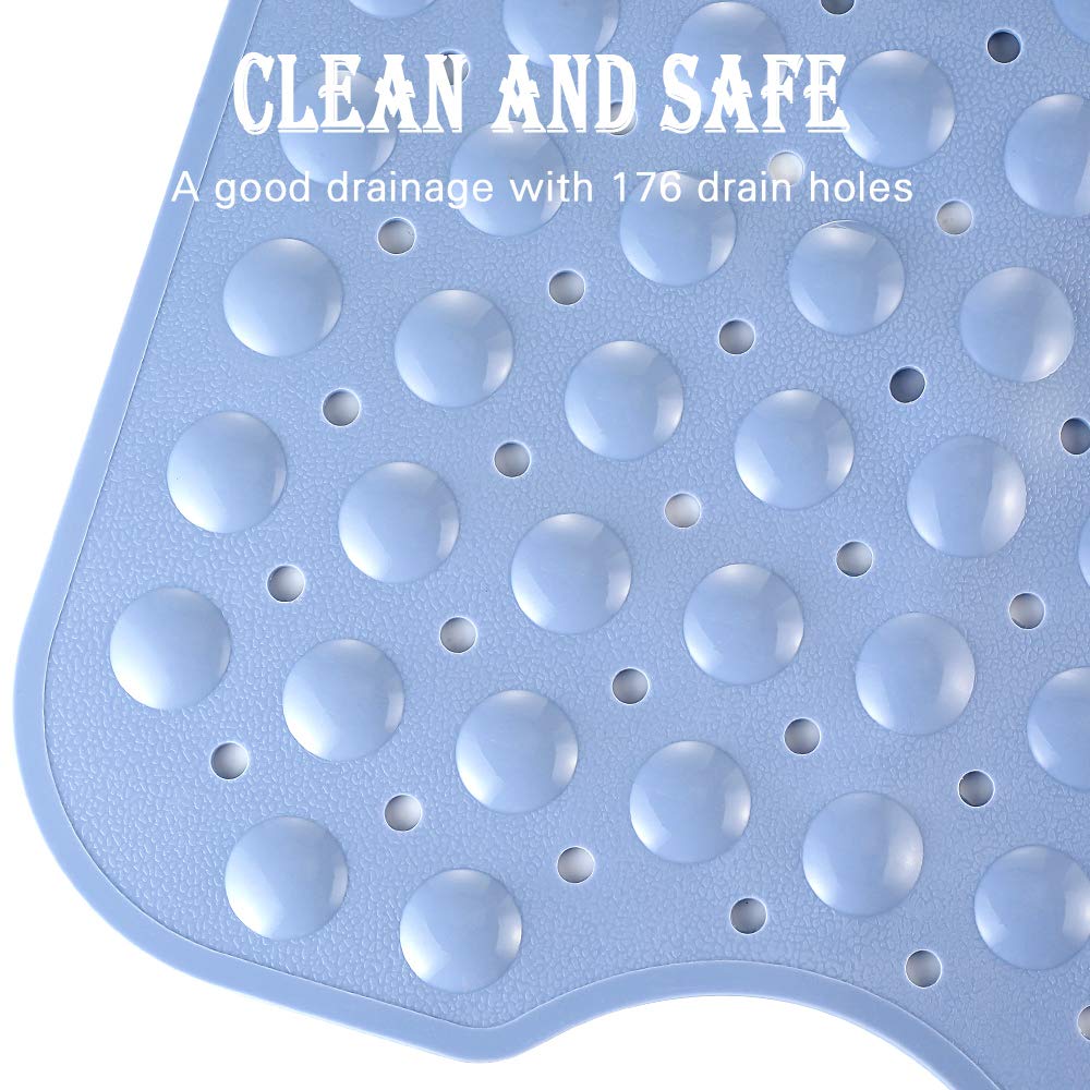 YINENN Bath Tub Shower Safety Mat 40 x 16 Inch Non-Slip and Extra Large, Bathtub Mat with Suction Cups, Machine Washable Bathroom Mats with Drain Holes, Clear