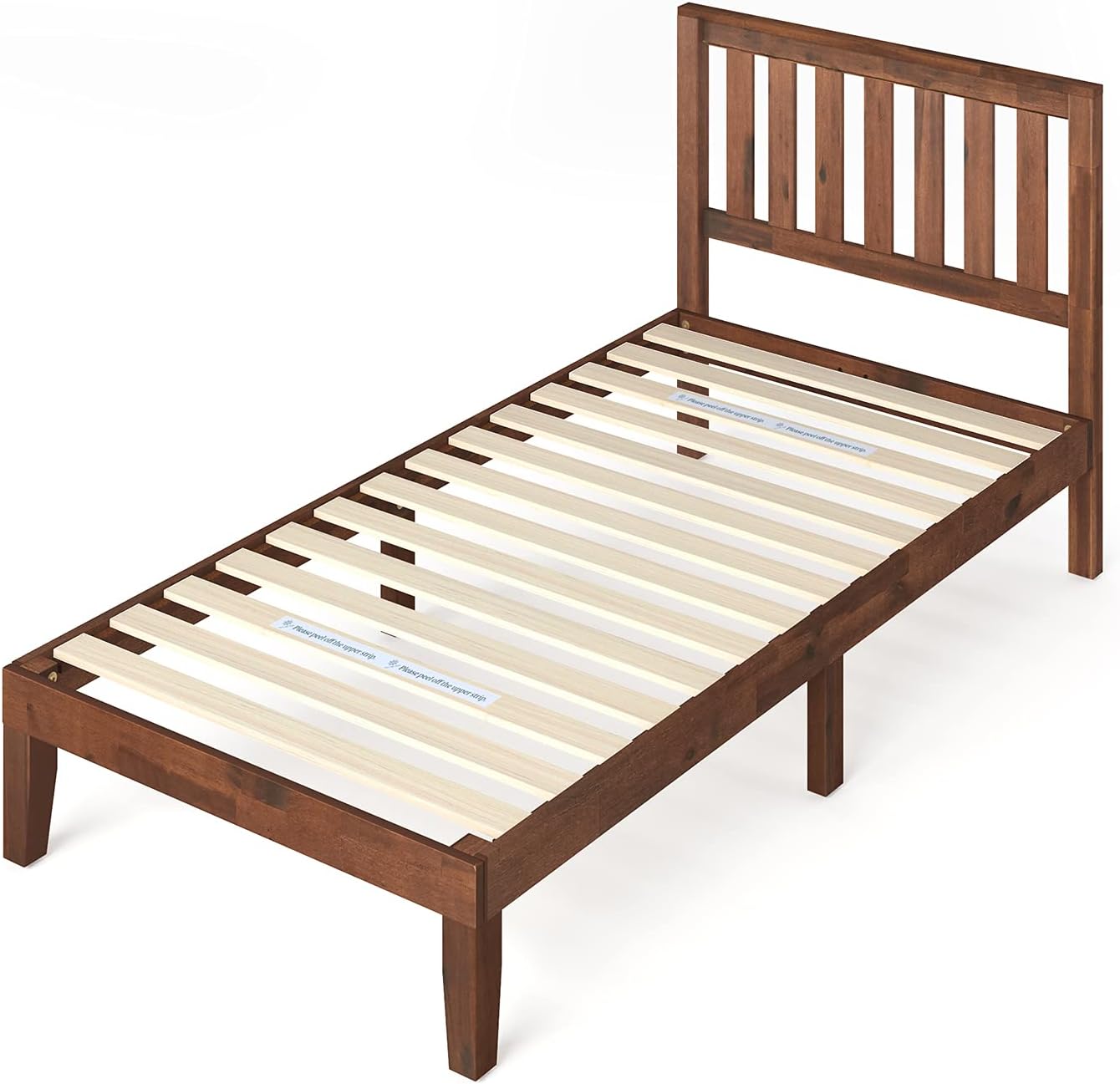 ZINUS Vivek Wood Platform Bed Frame with Headboard, Solid Wood Foundation with Wood Slat Support, No Box Spring Needed, Easy Assembly, Twin