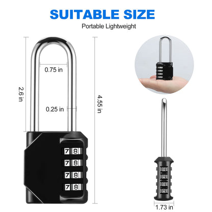 Fayleeko Combination Lock, 4 Digit Padlock for School Gym Sports Locker, Fence, Toolbox, Case, Hasp Cabinet Storage (2 Pack, Black)