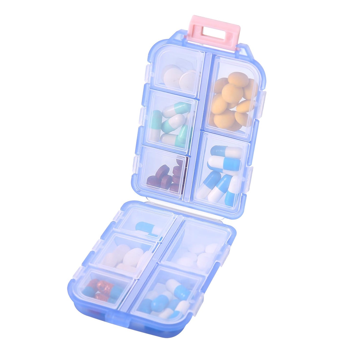 1Pack Travel Pill Organizer - 10 Compartments Pill Case, Compact and Portable Pill Box, Perfect for On-The-Go Storage, Pill Holder for Purse Gray