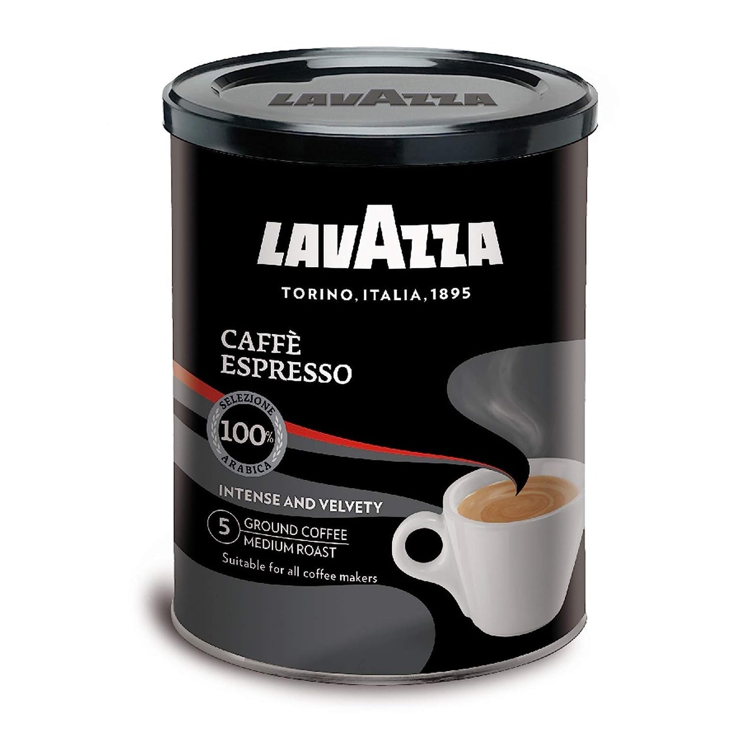 Lavazza Espresso Ground Coffee Blend, Medium Roast, 8-Oz Cans, Pack of 4 (Packaging May Vary) Premium Blend, Value Pack, Non-GMO, 100% Arabica, Rich-bodied