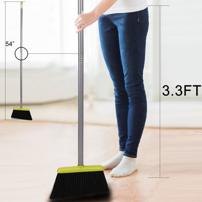 TreeLen Broom and Dustpan Set with 52" Long Handle for Home Kitchen Room Office Lobby Floor Use Upright Stand Up Stand Up Broom with Dustpan Combo