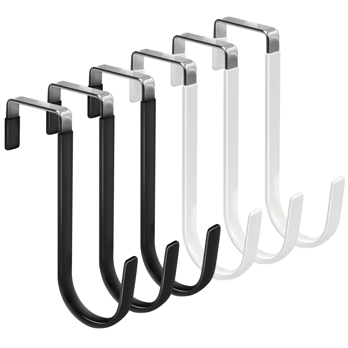 FYY Over the Door Hooks, 4 Pack Hangers Hooks with Rubber Prevent Scratches Heavy Duty Organizer for Living Room, Bathroom, Bedroom, Kitchen Hanging Clothes, Towels, Hats, Coats, Bags White