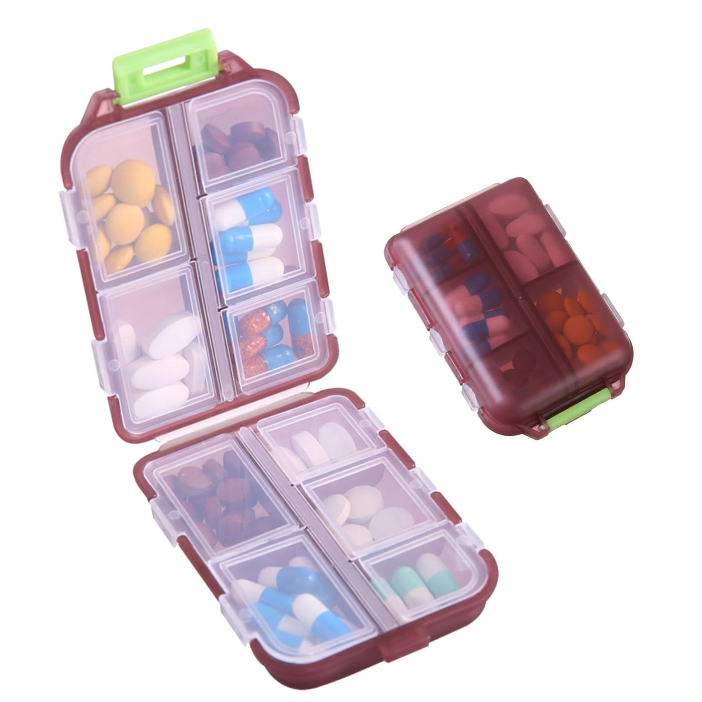 1Pack Travel Pill Organizer - 10 Compartments Pill Case, Compact and Portable Pill Box, Perfect for On-The-Go Storage, Pill Holder for Purse Gray