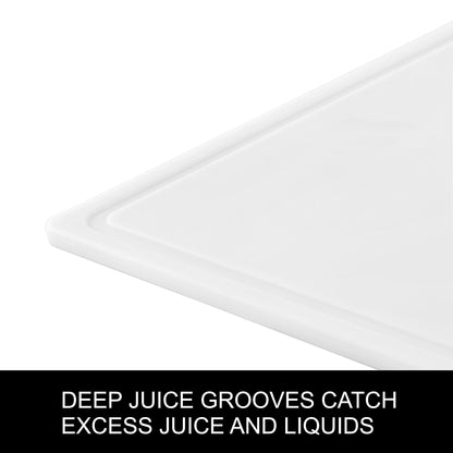 Farberware Large Cutting Board, Dishwasher- Safe Plastic Chopping Board for Kitchen with Easy Grip Handle, 11-inch by 14-inch, White