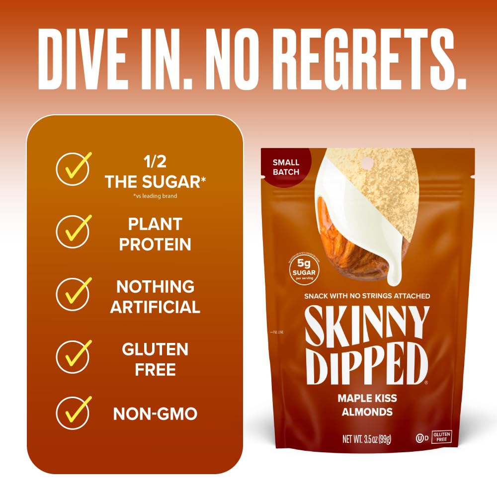 SkinnyDipped Snack Attack Minis Almond Variety Pack, Healthy Snack, Plant Protein, Gluten Free, 0.46 oz Mini Bags, Pack of 25