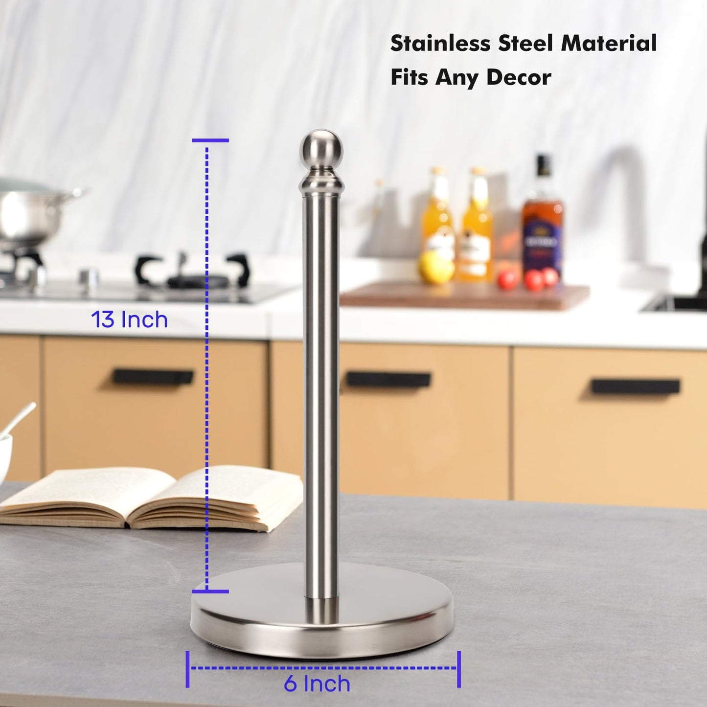 Gold Paper Towel Holder Countertop, Standing Paper Towel Roll Holder for Kitchen Bathroom, with Weighted Base for One-Handed Operation (Gold)