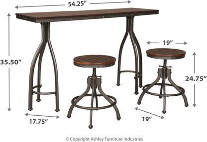 Signature Design by Ashley Odium Urban Counter Height Dining Table Set with 2 Bar Stools, Gray