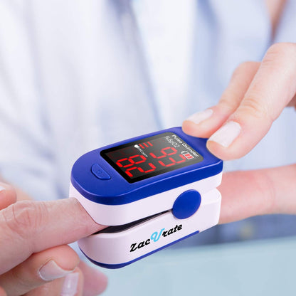 Zacurate 500BL Fingertip Pulse Oximeter Blood Oxygen Saturation Monitor with Batteries Included (Navy Blue)