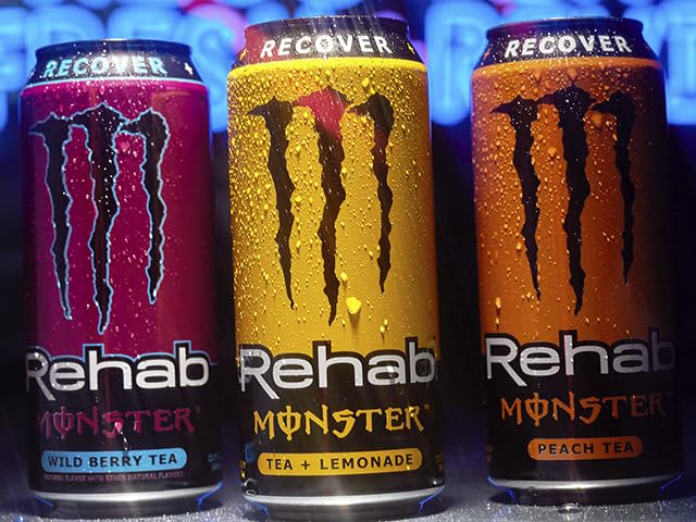 Monster Energy Rehab Tea + Lemonade + Energy, Energy Iced Tea, Energy Drink 15.5 Ounce (Pack of 15)