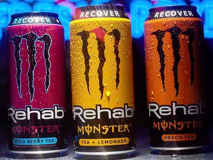 Monster Energy Rehab Tea + Lemonade + Energy, Energy Iced Tea, Energy Drink 15.5 Ounce (Pack of 15)