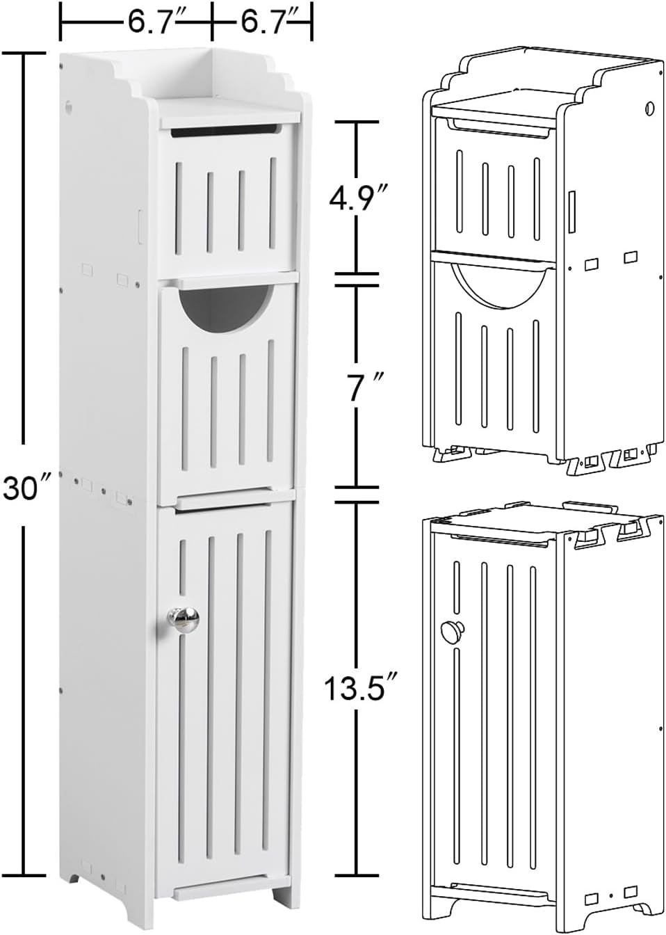 AOJEZOR Bathroom Storage Cabinet: Small Bathroom Storage Cabinet - Toilet Paper Cabinet Fit for Mega Roll,White