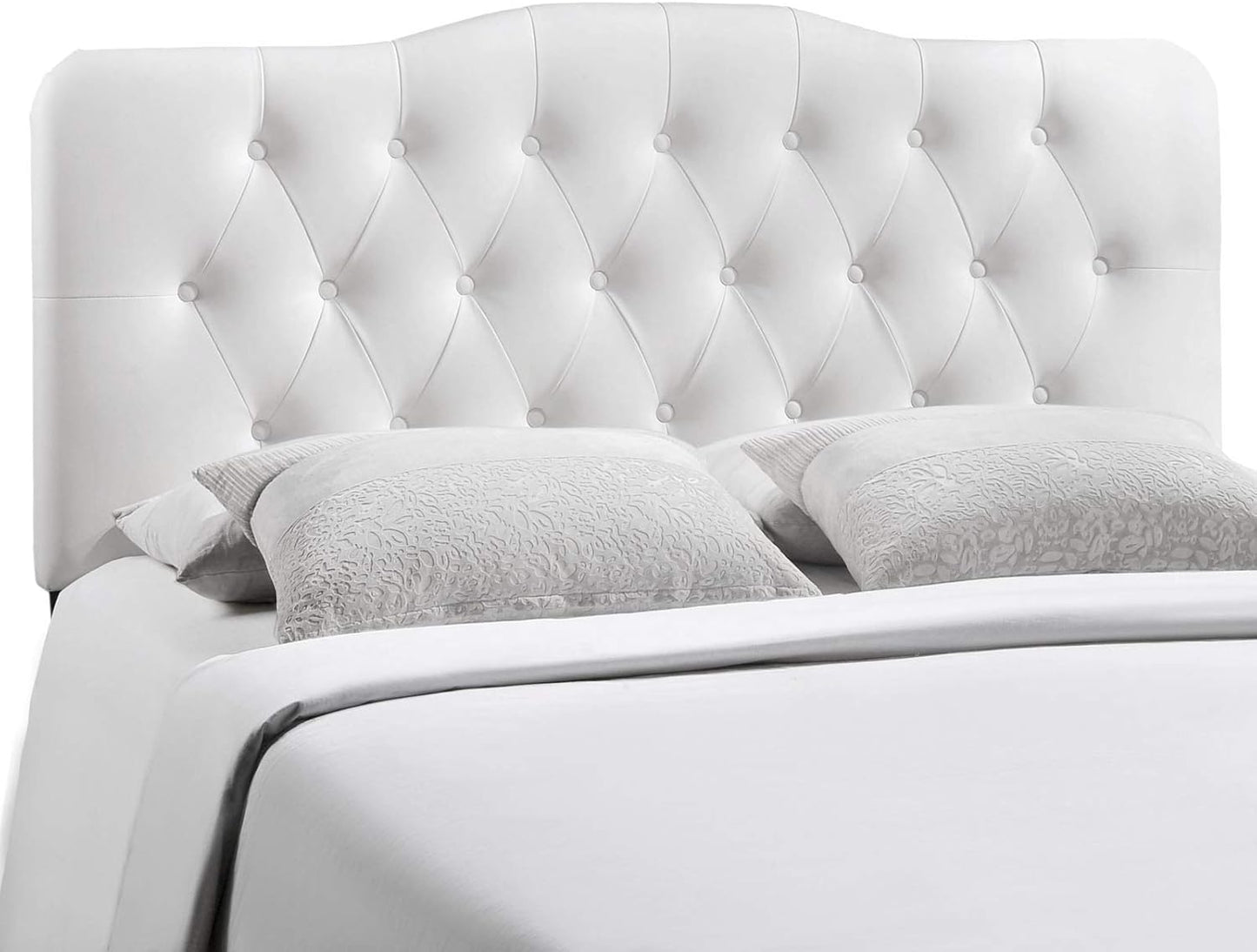 Modway Annabel Tufted Button Faux Leather Upholstered Full Headboard in White