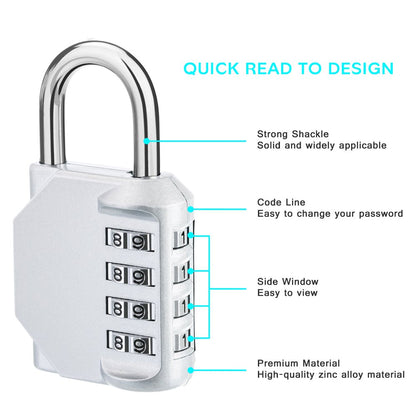 ZHEGE Combination Lock, 4 Digit Combination Padlock Outdoor, School Lock, Gym Lock (Pink)