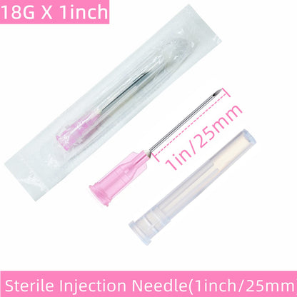 100 Pack 18Ga 1 Inch Sterile Disposable Injection Needle with Cap for Scientific and Industrial Dispensing Needl Accessories