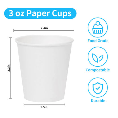 [100 Pack] 3 oz Bathroom Paper Cups, Disposable Paper Cups, Mouthwash Cups, Paper Coffee Cups, Ideal for Bathroom