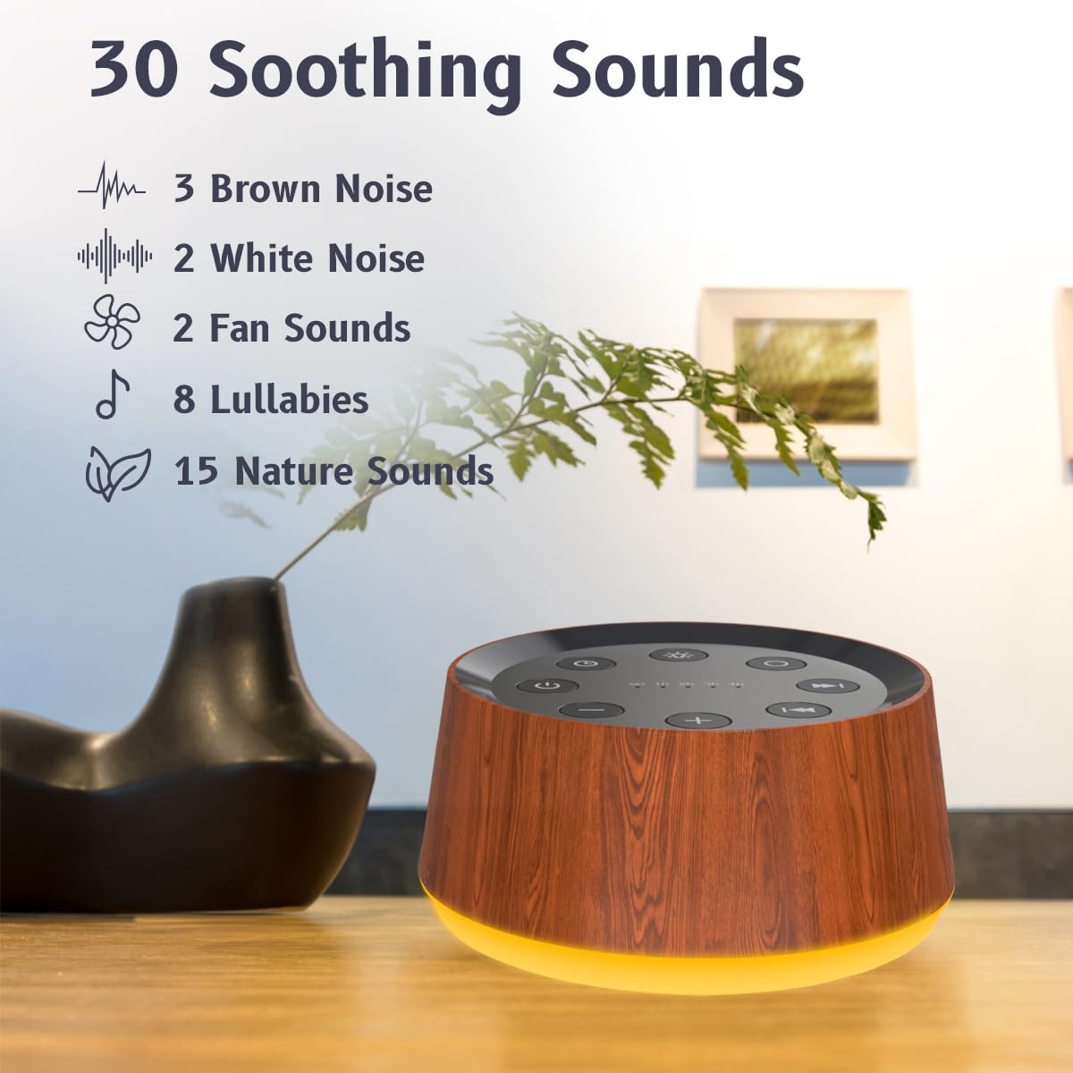 Brown Noise Sound Machine with 30 Soothing Sounds 12 Colors Night Light White Noise Machine for Adults Baby Kids Sleep Machines Memory Function 36 Volume Levels 5 Timers for Home Office Travel