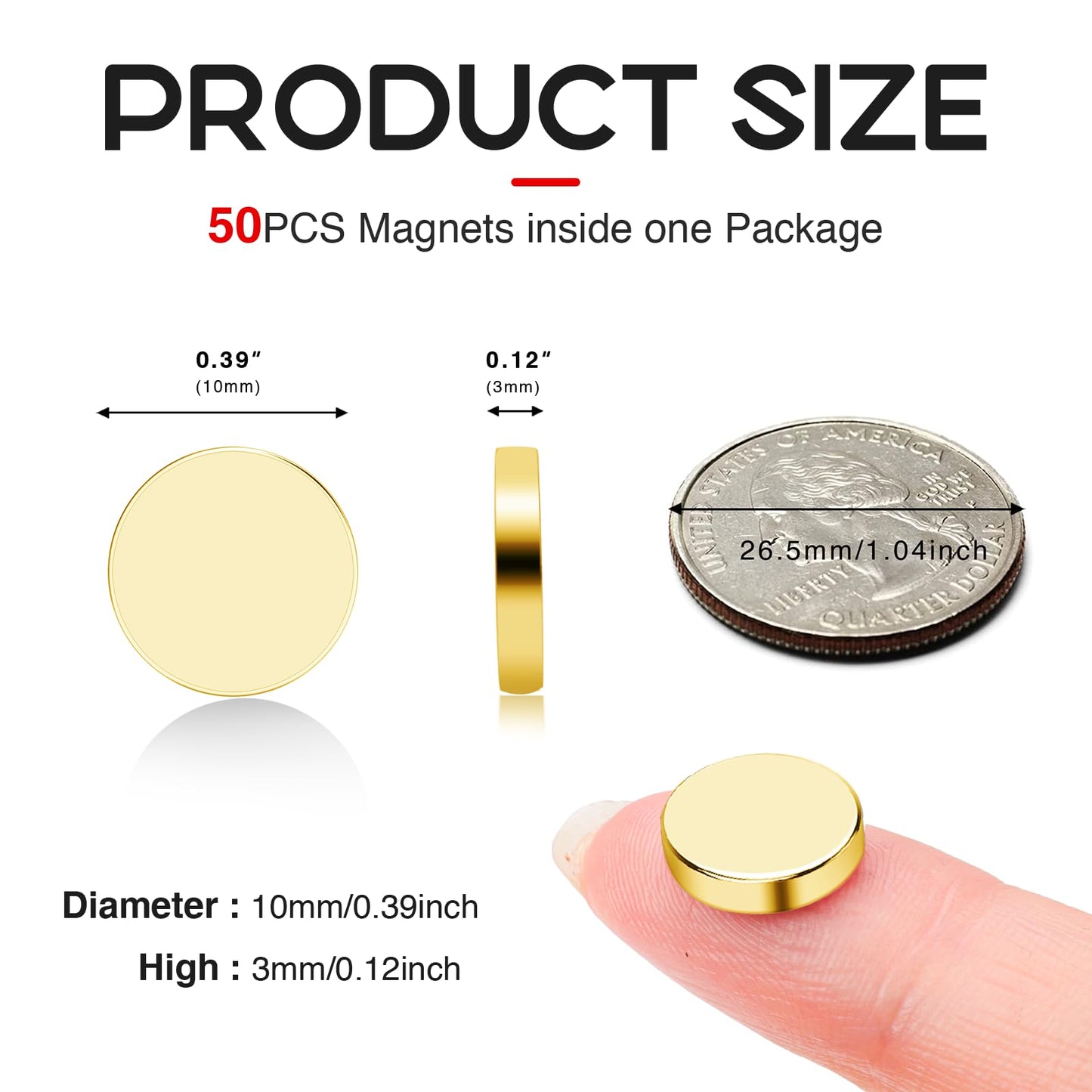 Refrigerator Magnets 50 Pcs, 10x3mm Tiny Round Disc Small, Muti-use Premium Neodymium Fridge Magnets Rare Earth, Whiteboard Magnets for Crafts, DIY, Office, Dry Erase Board.