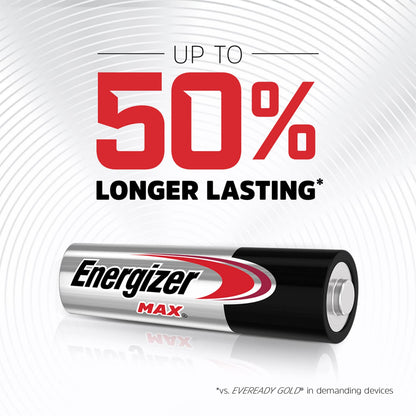 Energizer E91BW12EM AA Batteries (12 Count), Double A Max Alkaline Battery