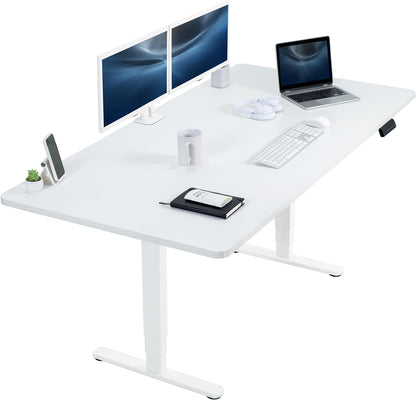 VIVO Electric Height Adjustable 71 x 36 inch Memory Stand Up Desk, White Table Top, White Dual Motor Frame, Preset Controller, 2B Series, DESK-KIT-2W7W-36