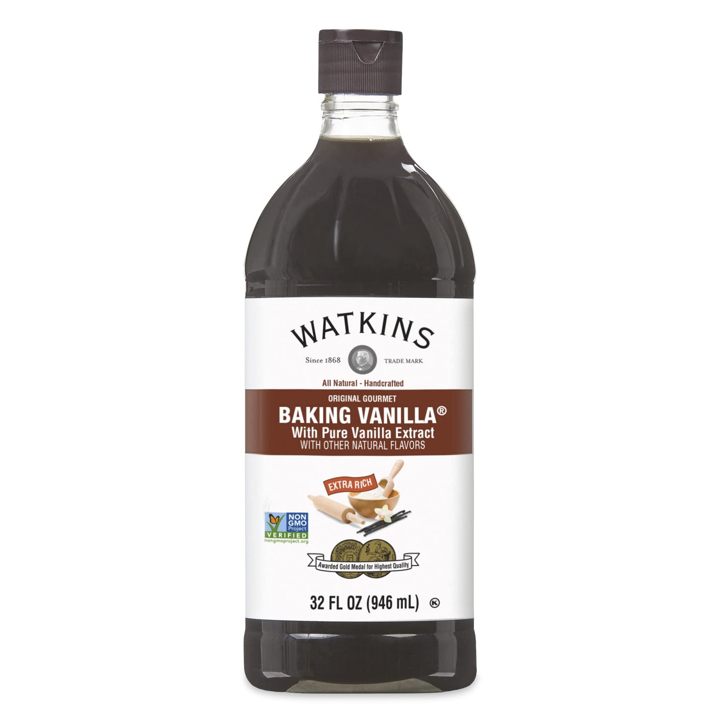 Watkins All Natural Original Gourmet Baking Vanilla, with Pure Vanilla Extract, 11 Fl Oz (Pack of 1) - Packaging May Vary