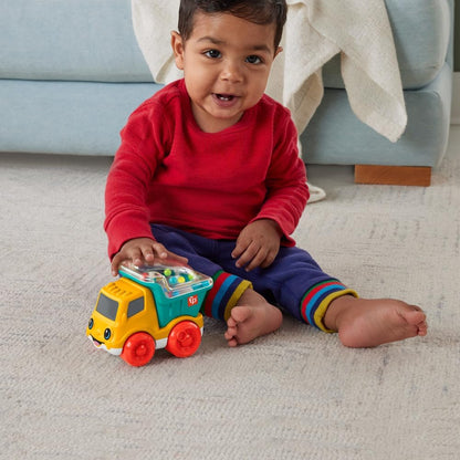 Fisher-Price Baby Toy Poppity Pop Dump Truck Push-Along Vehicle with Fine Motor Activities For Infants Ages 6+ Months