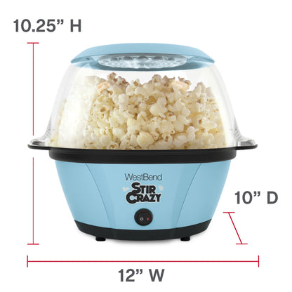 West Bend Stir Crazy Popcorn Machine Electric Hot Oil Popper Includes Large Lid for Serving Bowl and Convenient Nesting Storage, 6-Quart, Red