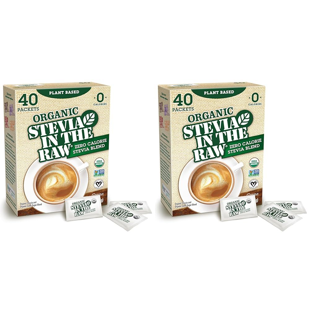 Stevia In The Raw Organic Stevia Sweetener Packets, 300 Ct, Zero Calorie Stevia Sugar Substitute Packets, No Erythritol or Artificial Flavors, USDA Organic, Non-GMO Project Verified, Vegan