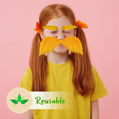 Yellow Mustache and Eyebrows Cosplay Costume Accessories Funny Party Favors Men Women