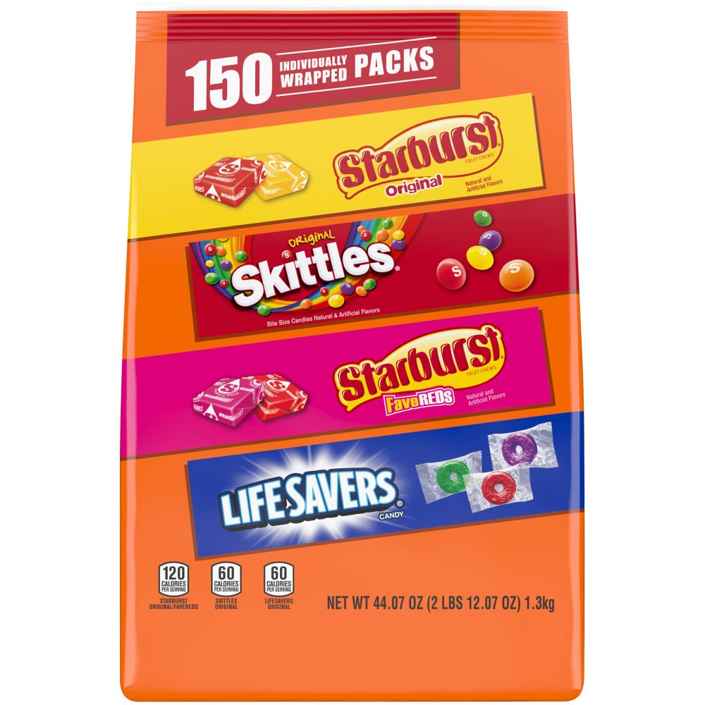 SKITTLES & STARBURST Assorted Halloween Chewy Candy Fun Size, 20.13oz