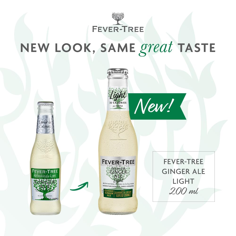 Fever Tree Ginger Beer - Premium Quality Mixer - Refreshing Beverage for Cocktails & Mocktails. Naturally Sourced Ingredients, No Artificial Sweeteners or Colors - 150 ML Cans - Pack of 24