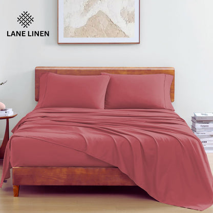 LANE LINEN 100% Organic Cotton Twin Sheets Set, 3Pc Twin Bed Sheets, Breathable Cotton Sheets Twin Size Bed Set, Dorm Room Essentials with 15" Twin Deep Pocket Fitted Sheet - White Sheets