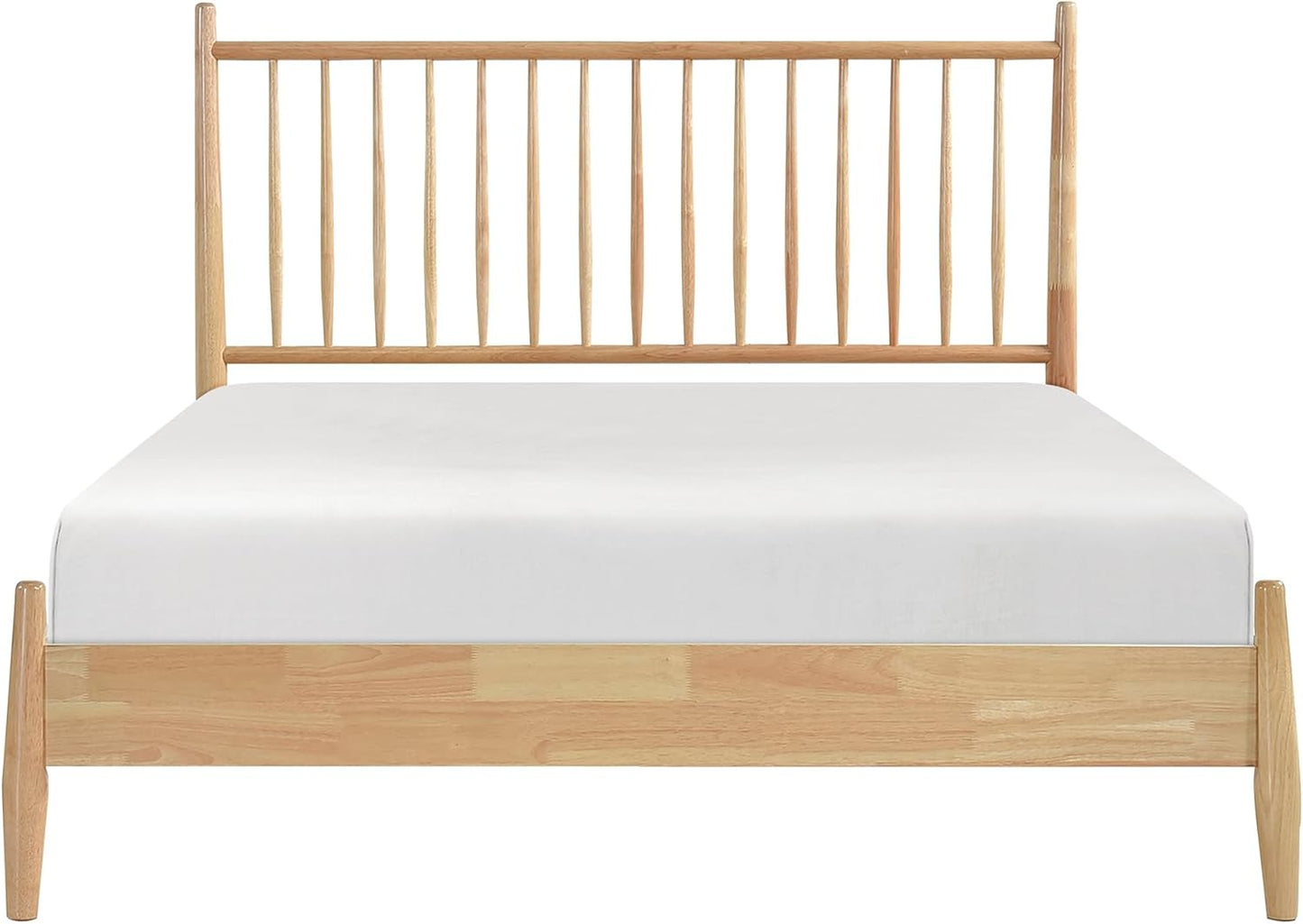 Lexicon Queen Bed Frame with Headboard, Platform Bed Frame Wood, Mid Century Modern Bed Frame with Vertical Slat Headboard, No Box Spring Needed, Easy Assembly, Natural