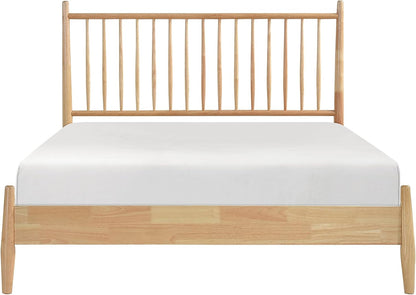 Lexicon Queen Bed Frame with Headboard, Platform Bed Frame Wood, Mid Century Modern Bed Frame with Vertical Slat Headboard, No Box Spring Needed, Easy Assembly, Natural